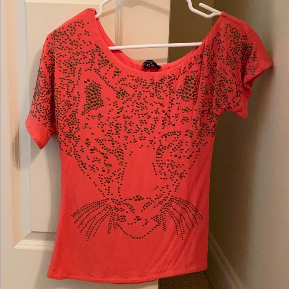 Sky coral color studded top XS
